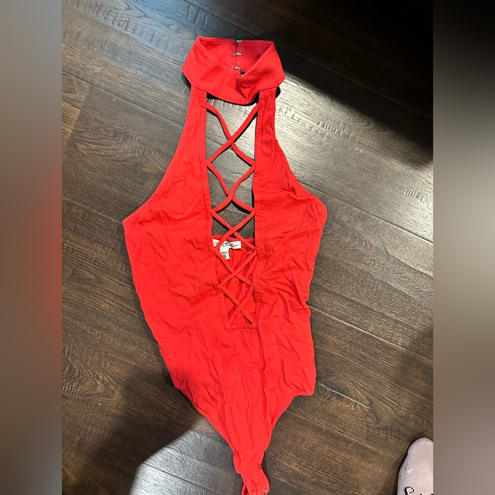 Express Kids Red Criss-Cross Bodysuit